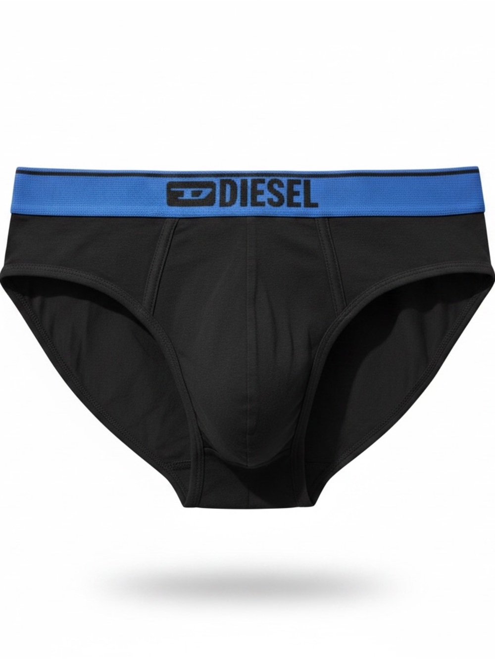 Diesel Black Briefs with Blue Logo Waistband